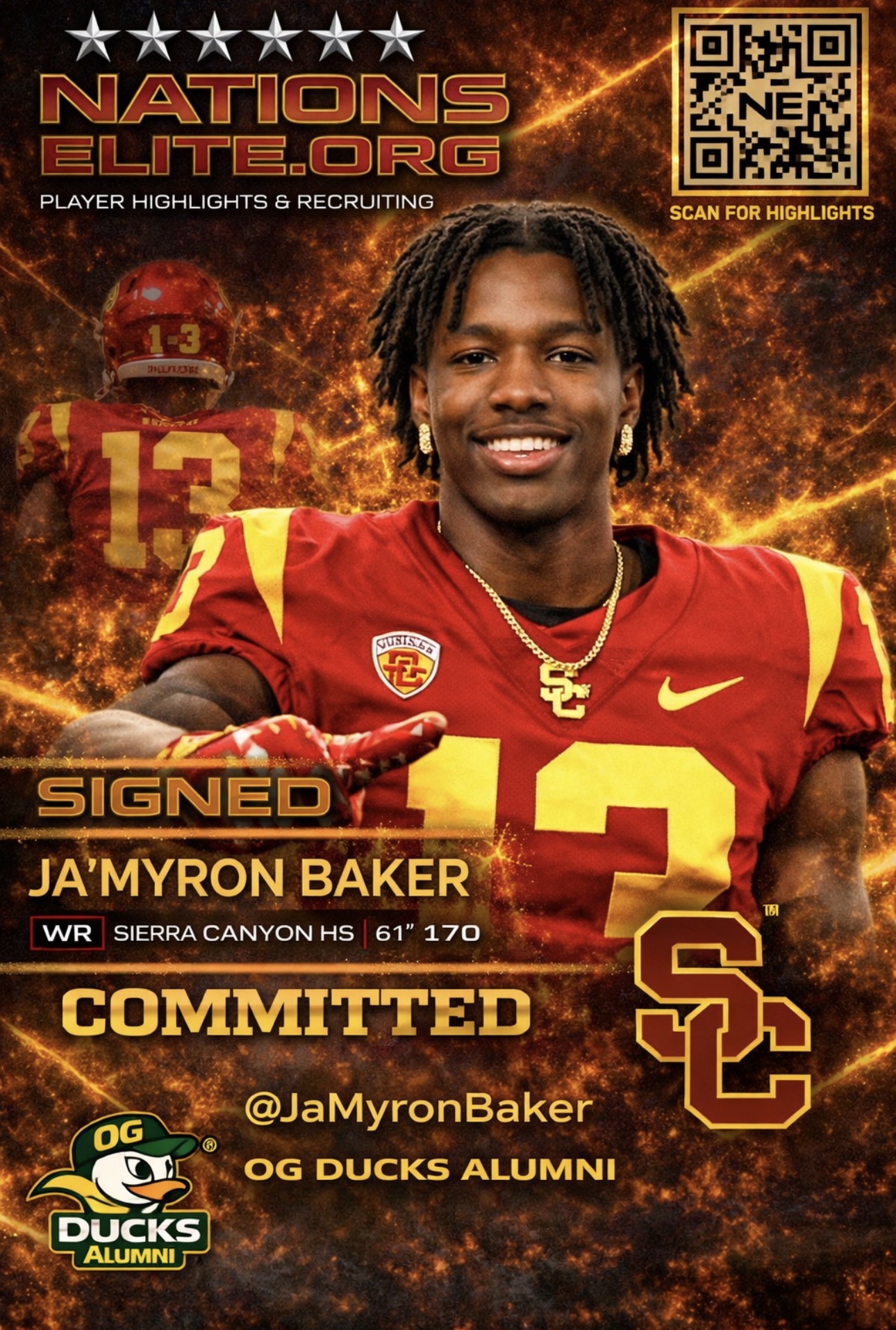 Nations Elite signed and committed Baker recruiting visual