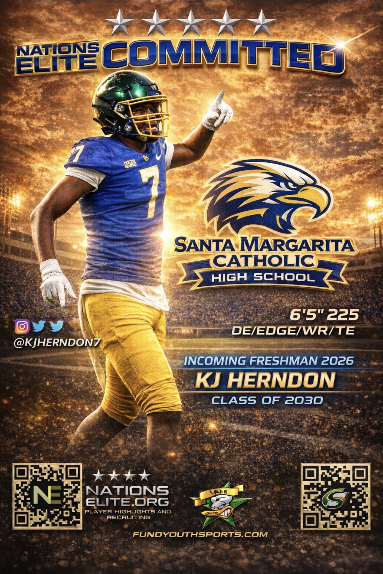 Nations Elite incoming freshman commitment graphic for KJ Herndon