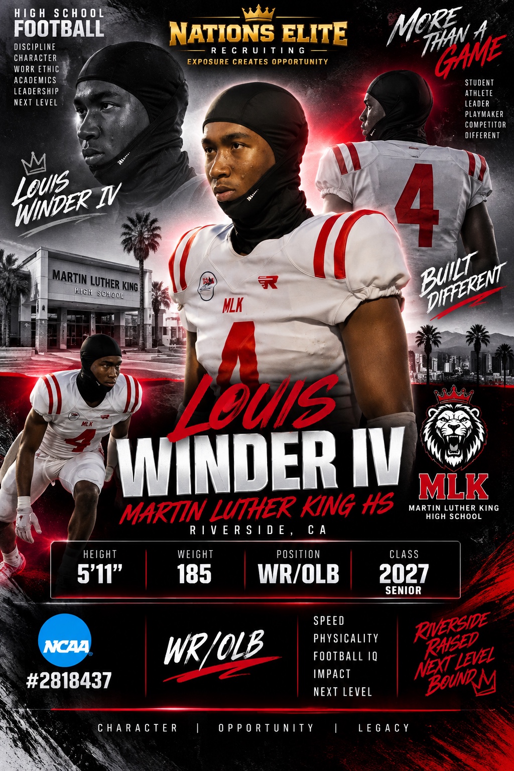 Nations Elite recruiting profile for Louis Winder IV of Martin Luther King High School
