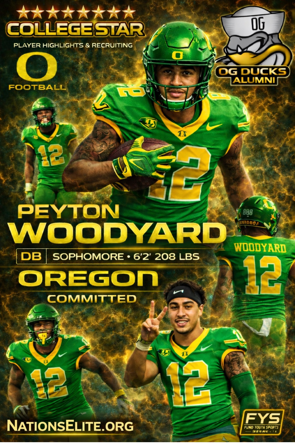 College football recruiting visual for Oregon defensive back Peyton Woodyard