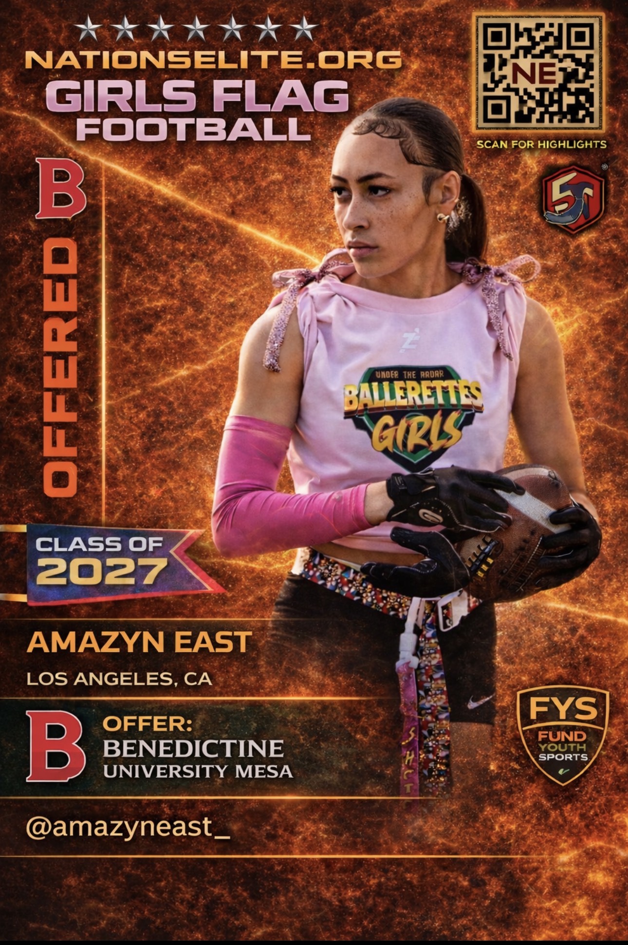 Nations Elite Girls Flag Football DigiCard for Amazyn East