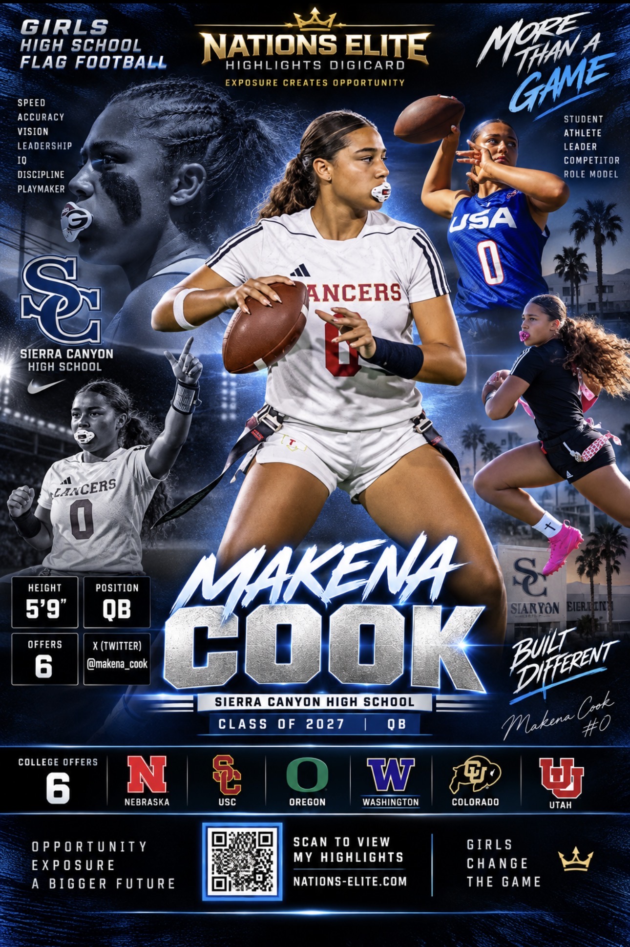 Nations Elite girls flag football DigiCard visual