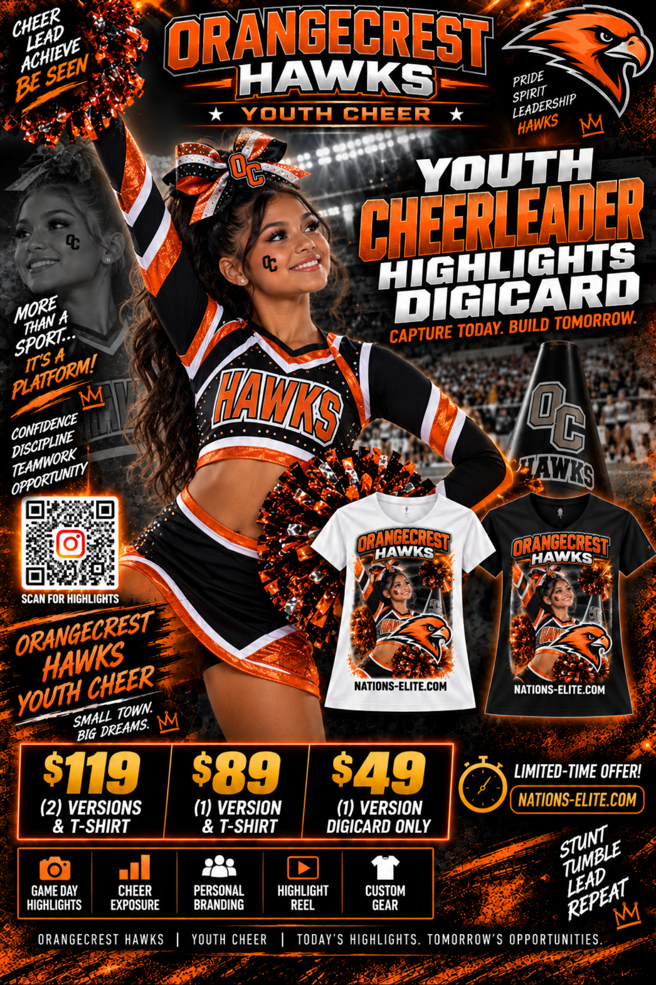 OrangeCrest Hawks Youth Cheerleader Highlights DigiCard
