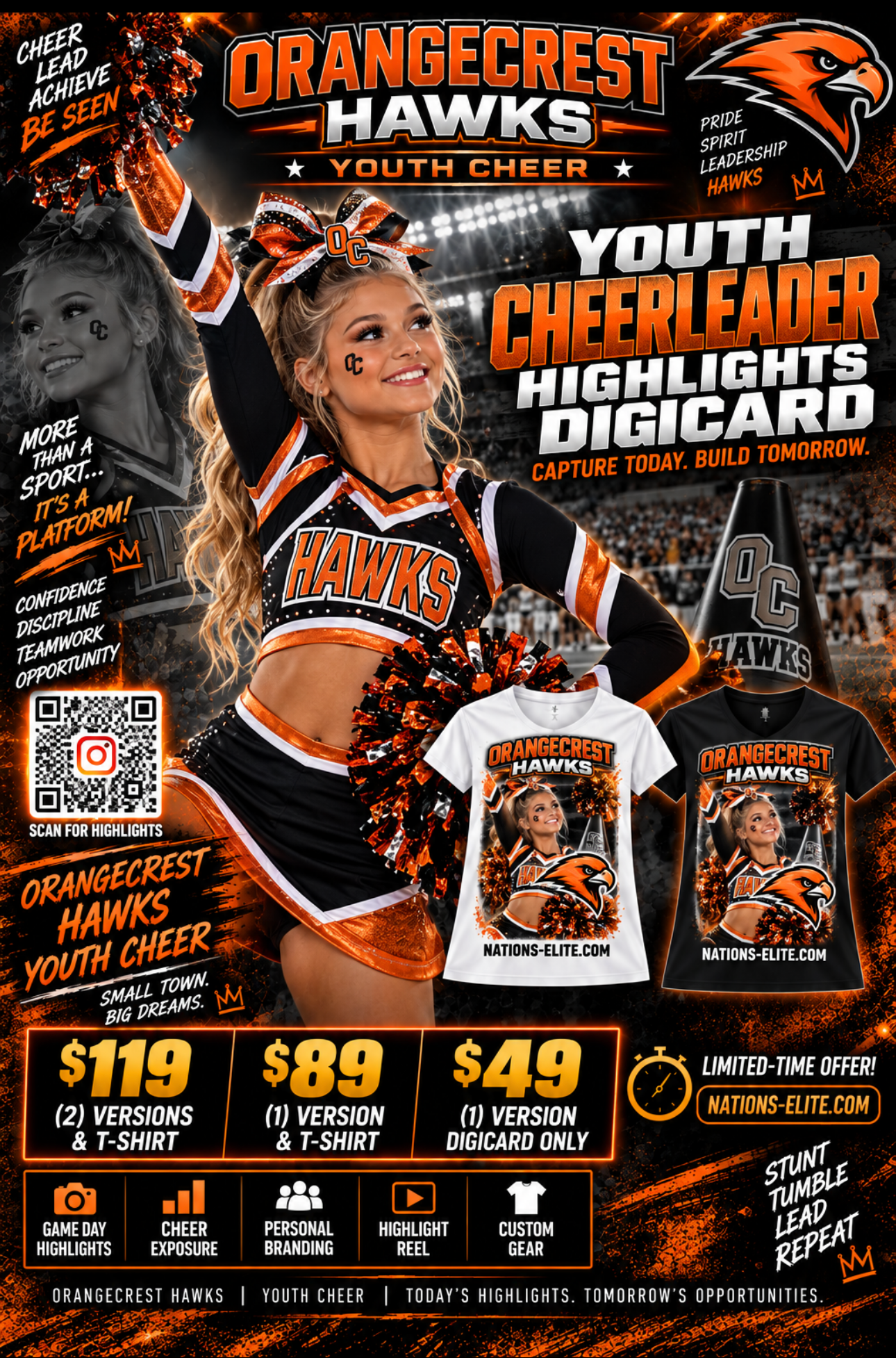 OrangeCrest Hawks Youth Cheerleader Highlights DigiCard